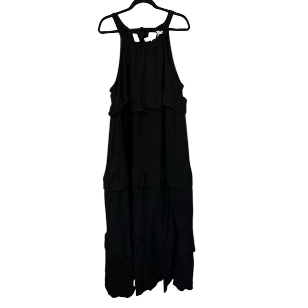 Petal & Pup Priscilla Ruffle Maxi Dress Linen Black Womens XL New - Picture 2 of 9